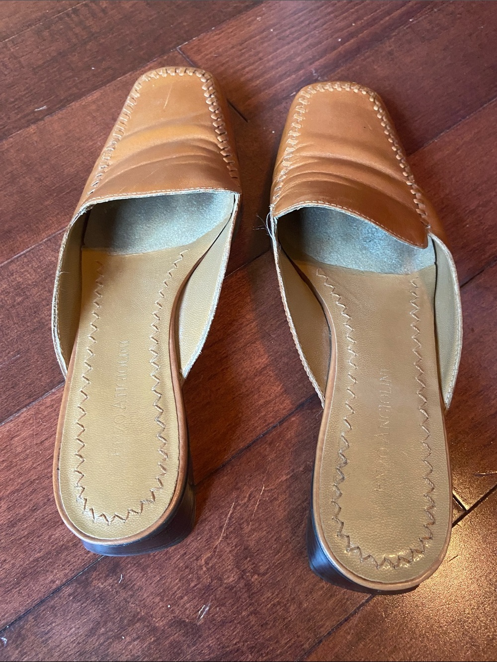 Celine Cognac Leather Slip-On Mules